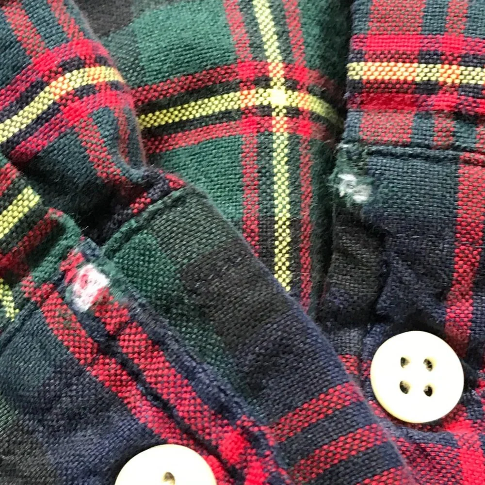Vintage Ralph Lauren Plaid Button‎ Down Shirt Boys XL (18-20) Cotton, Christmas